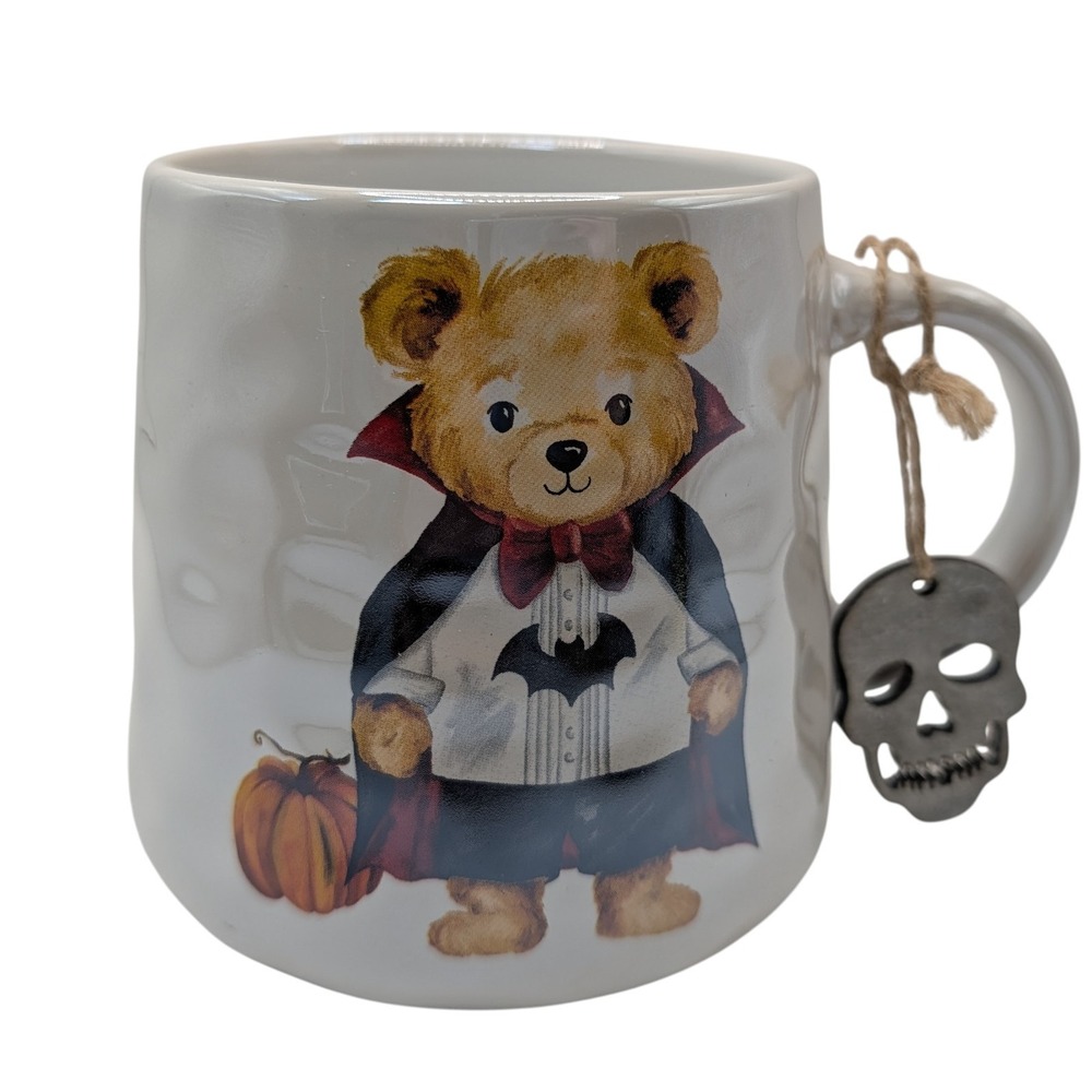 New Prima Design Mug‎ Teddy Bear Vampire Halloween Mug with Tags Skeleton Charm